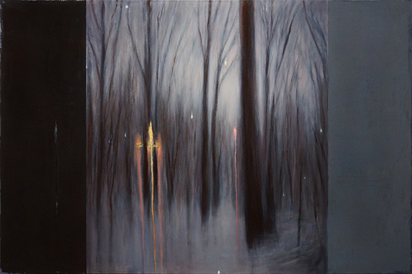 Adam Straus, Colors of Winter, 2013–14. Oil on canvas, 48 x 72 x 2 in. Photo: Laura Maloney. Courtesy of Nohra Haime Gallery.