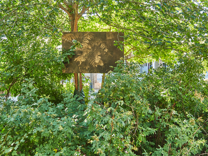 Sandra Brewster, Roots, 2021–22. Photo-based gel transfer on pressure treated wood, dimensions variable. Photo: Ibrahim Abusitta 