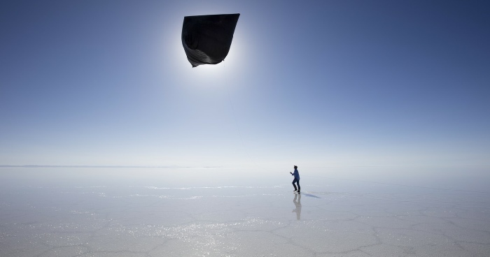 Tomás Saraceno, Eclipse of Aerocene Explorer, 2016. Performance in Salar de Uyuni, Bolivia January 2016