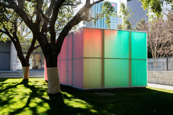 View of Ann Veronica Janssens, Blue, Red, and Yellow