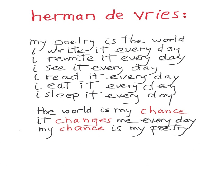 herman de vries, chance & change, 2017. Courtesy of the artist.