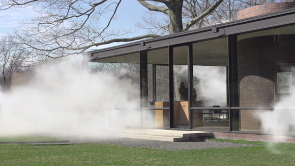 Rendering of Fujiko Nakaya: Veil at the Glass House. Image courtesy of the Glass House and Fujiko Nakaya.