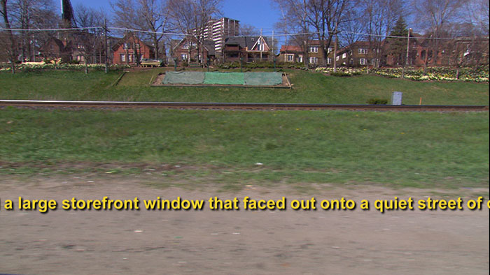 John Armstrong and Paul Collins, still from Four Sisters (2008), video installation, 77 minutes, colour, silent/English and French text