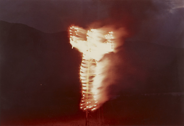 Ana Mendieta, Silueta de Cohetes, 1976. Lifetime color photo, 20.3 x 25.4 cm. Fondazione per l’Arte Moderna e Contemporanea CRT on loan at Castello di Rivoli and GAM.