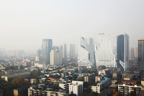 Steven Holl Architects, Sliced Porosity Block Capitaland Raffles City, Chengdu, China 2007- 2012. © Shu He