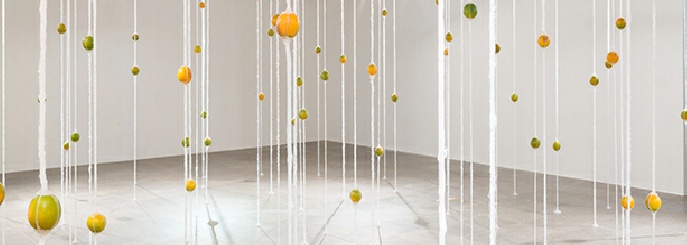 Michel Blazy, Raining Oranges, 2015. Photo: Joana França.