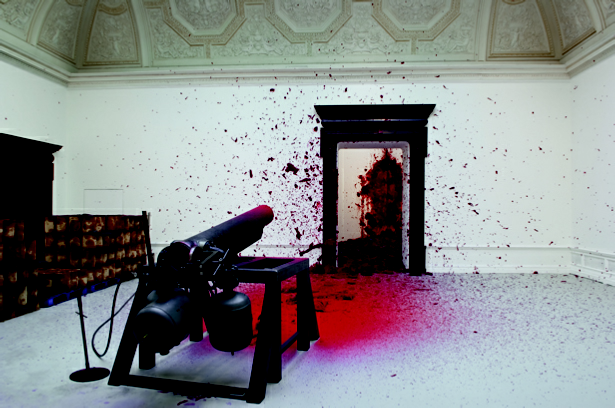 Anish Kapoor, Shooting into the Corner, 2008–2009. Mixed media, dimensions variable. Installation: Royal Academy of Arts, London, 2009. Photo: Dave Morgan. Courtesy the artist and The Royal Academy of Arts.