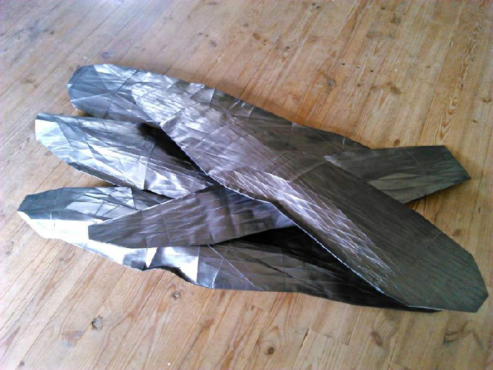 Emilie Benoist, Minerais, 2015. Origami paper & graphite, 220 x 110 x 40 cm