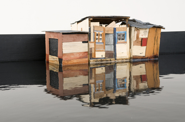 Laura Belém, Veneza do Brasil (Venice of Brazil), 2007. Wood, cardboard, polystyrene, water, metal, acrylic, and fans, 64 15/16 x 118 1/8 x 78 3/4 inches. Courtesy of the artist and Galeria Luisa Strina, São Paulo. Photo: Edouard Fraipont.