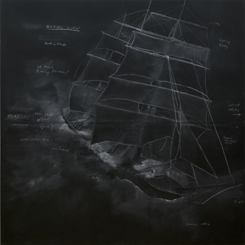 Tacita Dean, Roaring Forties: Seven Boards in Seven Days, 1997. Chalk on blackboard, 7 parts, each 240 x 240 cm. ©Tate, London. 2013.
