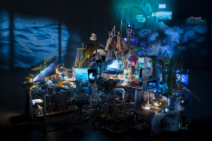 Sarah Sze, Timekeeper, 2016. Solomon R. Guggenheim Museum, New York, Purchased with funds contributed by the International Director’ Council, with additional funds contributed by Ann Ames and Janet Hershaft 2017.14. © Sarah Sze. Photo: Courtesy Sarah Sze Studio 
